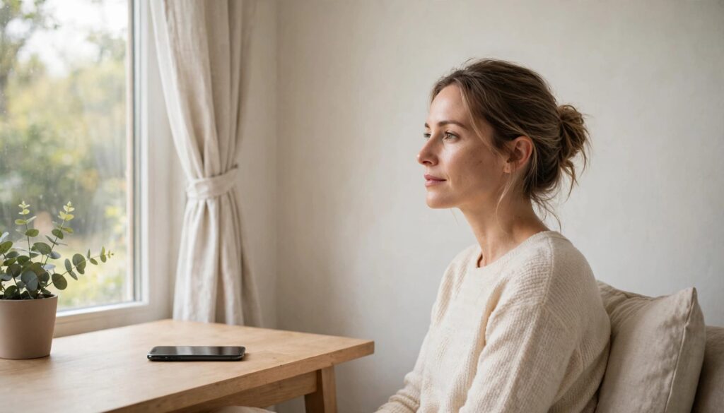 Romantic Obsession: Signs, Meaning, and How to Cope 1 A woman sitting by a window, taking a quiet moment away from her phone