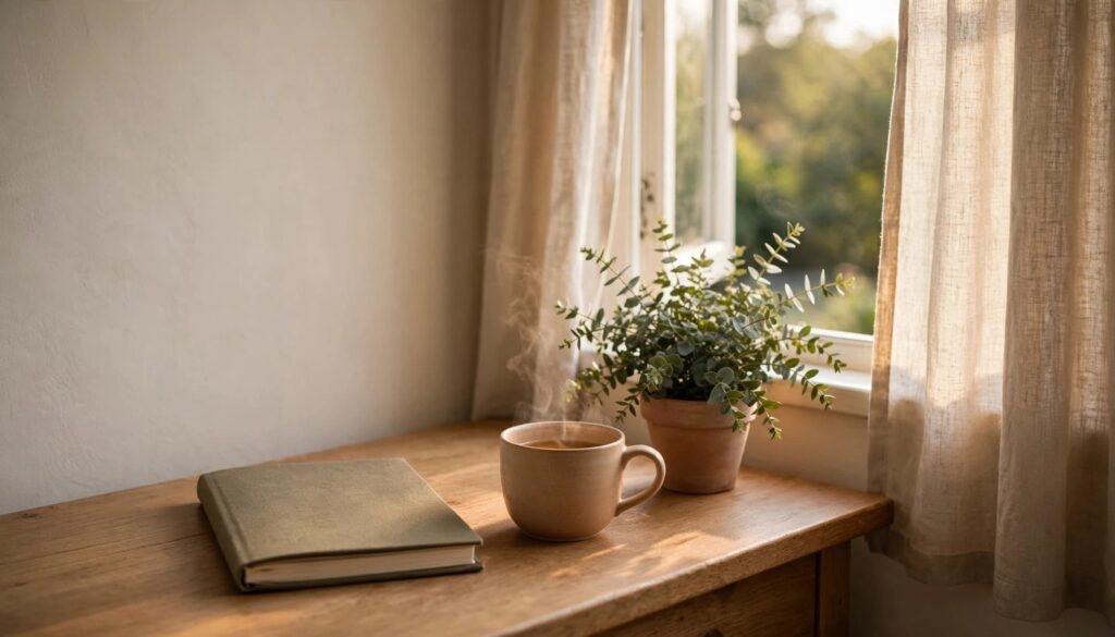 Anxious Attachment Style: Signs, Triggers, and How to Feel More Secure 4 Journal and cup of tea on a sunlit table