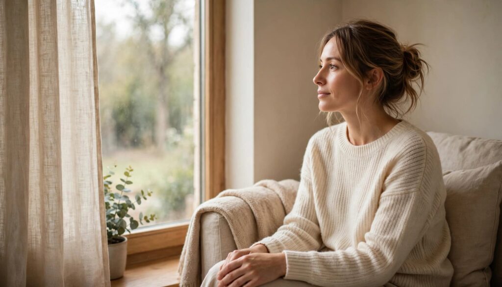 Relationship Anxiety: What It Is, Why It Happens, and What Can Help 2 An adult sits by a window with hands resting in their lap.
